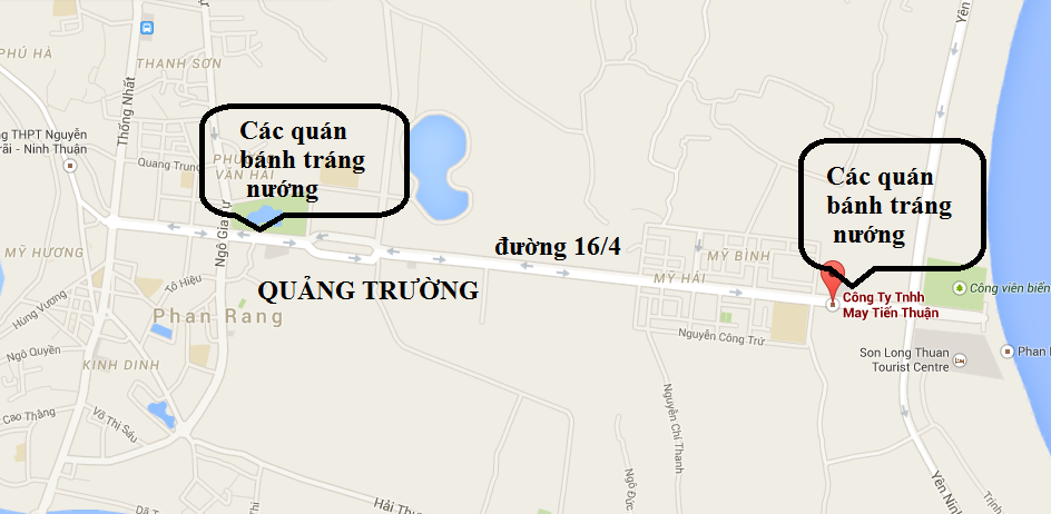 hướng dẫn đường đi đến quán bánh tráng nướng mấm ruốc phan rang ninh thuan